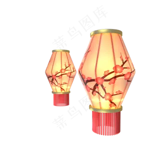 春节元宵节传统发光灯笼,免抠元素