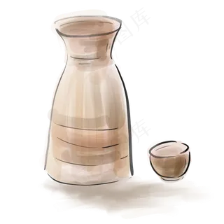 古风水墨酒壶酒杯,免抠元素
