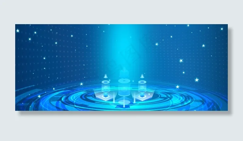 城市中心商务蓝色科技感banner