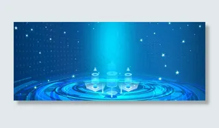 城市中心商务蓝色科技感banner