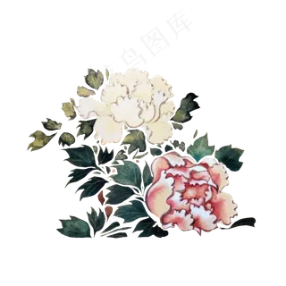 水墨中国牡丹写意工笔PNG花卉,免抠元素