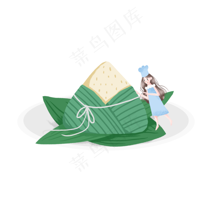 端午节包粽子的女孩