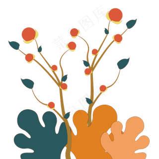 秋日植物矢量高清手绘图