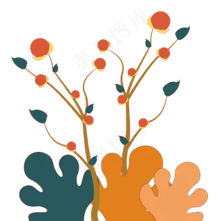 秋日植物矢量高清手绘图