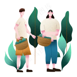 扁平肌理风手持一篮子粽子人物