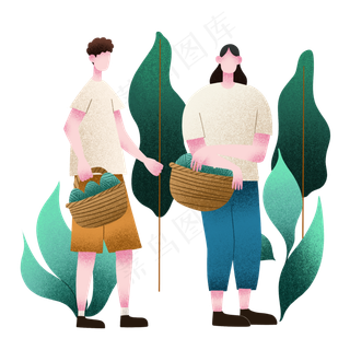 扁平肌理风手持一篮子粽子人物