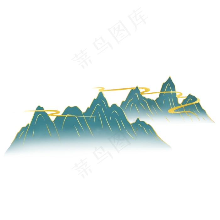 古风水墨金线山水(2000X2000(DPI:300))psd模版下载