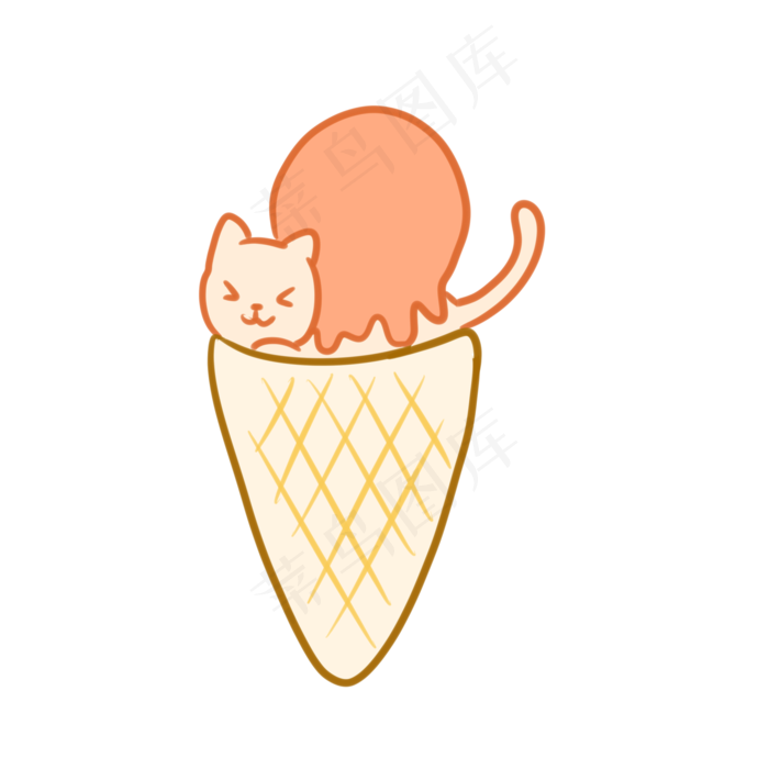 猫猫橘子甜筒(2100X2100(DPI:300))psd模版下载