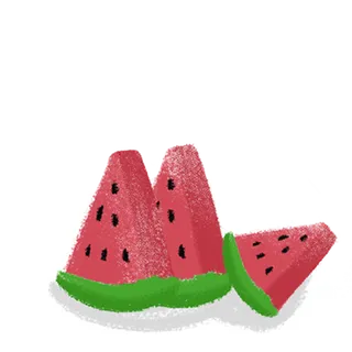 手绘卡通西瓜免扣元素