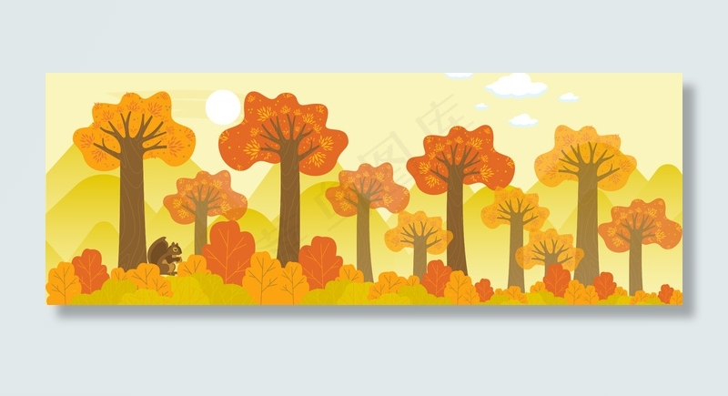 世界森林日之秋天橙色的森林