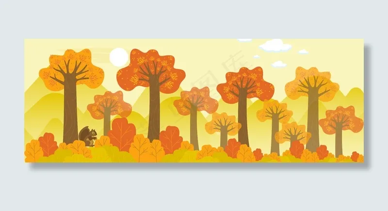 世界森林日之秋天橙色的森林(1920*700px 	       )
