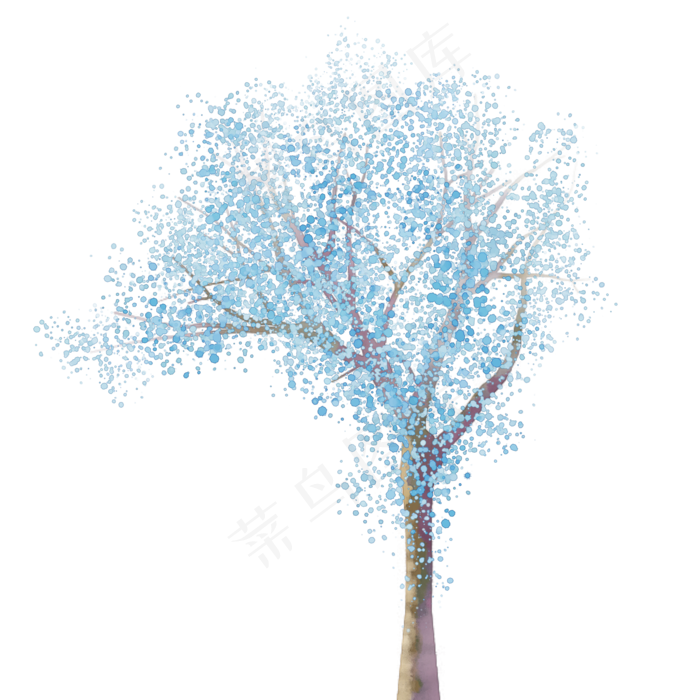 蓝色水彩树木免费下载