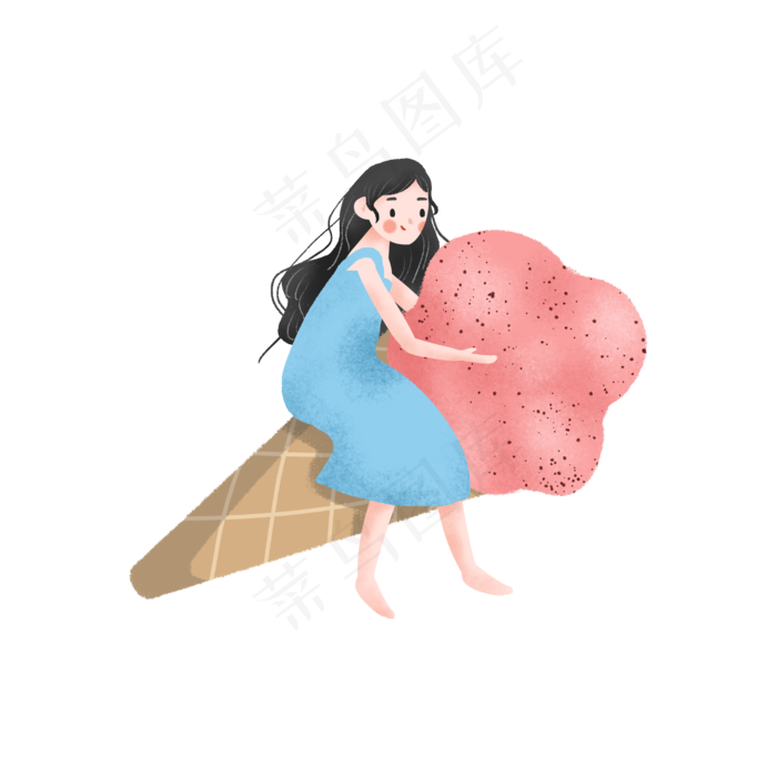 抱着冰激淋的女孩