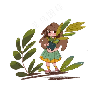 植树节人物植物插图