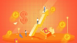 2.5D风格商务金融金钱货币上升趋势