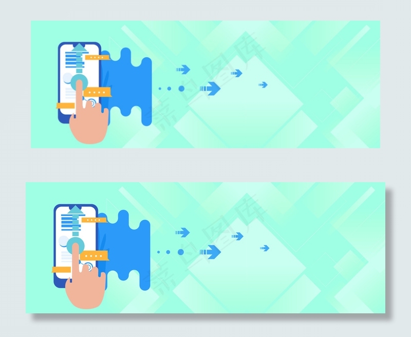 绿色手机信息浏览科技banner背景