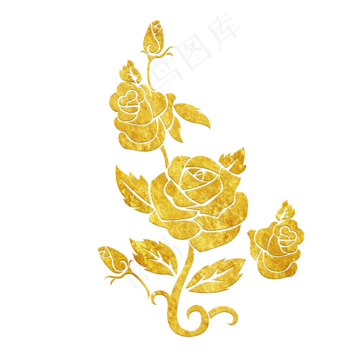 中国风传统烫金鲜花花纹装饰图之