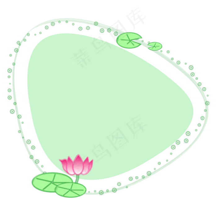 浅绿色清新荷花边框(2000X2000(DPI:300))ai矢量模版下载