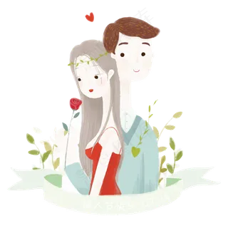 一对小清新恋爱中的小情侣免抠图