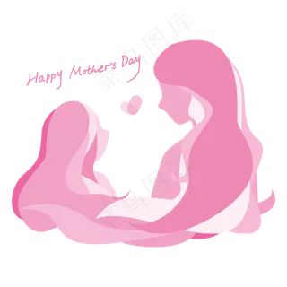 母亲节粉色形象剪影
