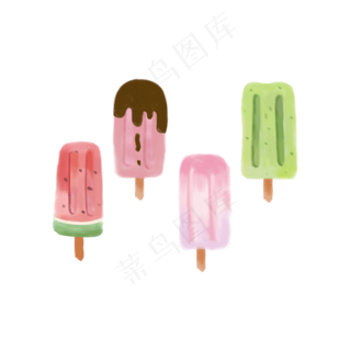 夏至夏天清爽清凉冰激凌冰棍手绘