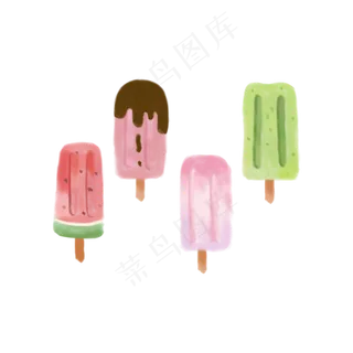 夏至夏天清爽清凉冰激凌冰棍手绘