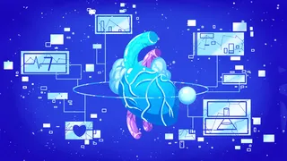 蓝色唯美卡通扁平矢量科技医疗健康配图