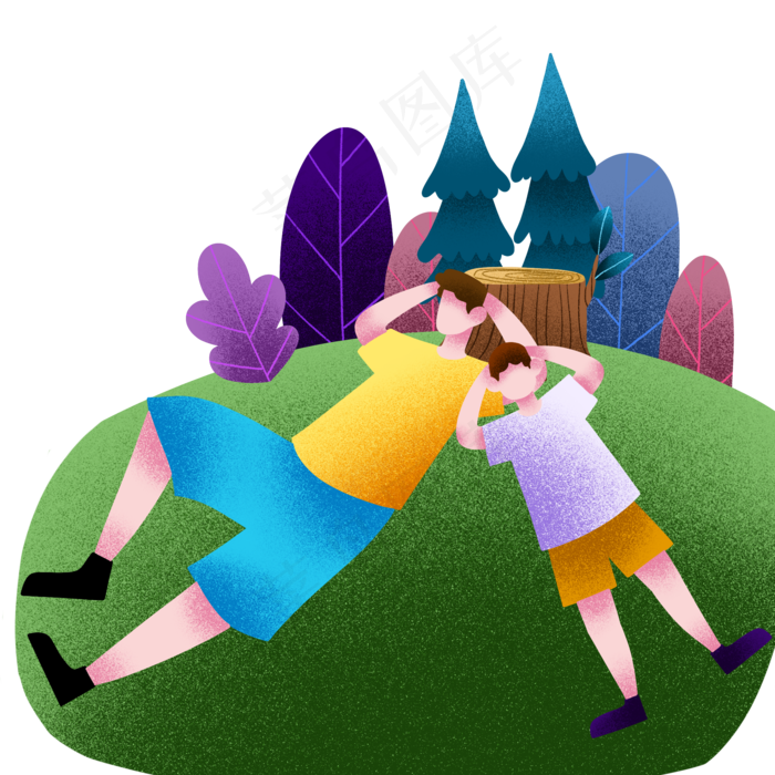 父子躺着看天空