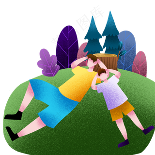 父子躺着看天空