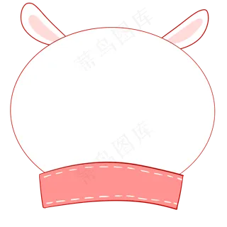 粉色彩带兔子边框,免抠元素 粉色彩带兔子边框,免抠元素