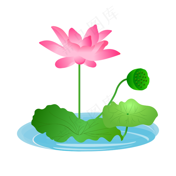 卡通粉色莲花免扣