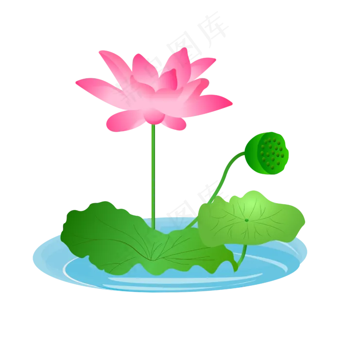 卡通粉色莲花免扣(4167*4167px 300 dpi )ai矢量模版下载