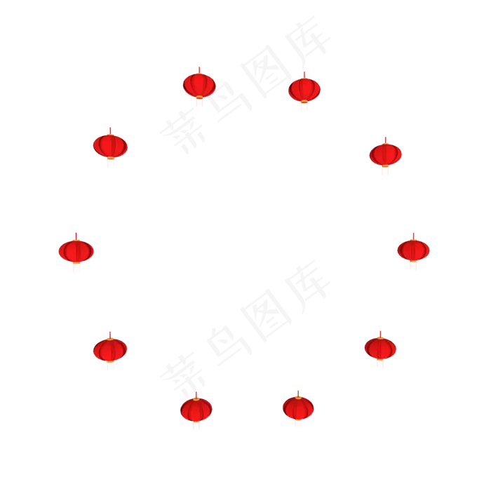 圆形红色灯笼装饰,免抠元素(2000*2000px 300 dpi )psd模版下载
