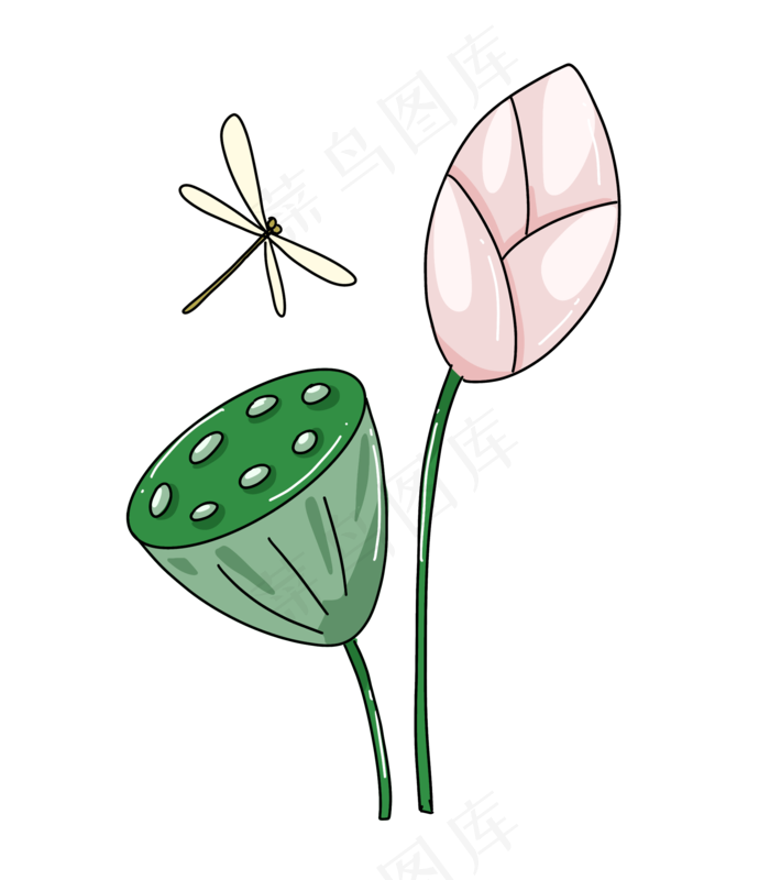 莲蓬荷花蜻蜓(2200X2515(DPI:300))psd模版下载
