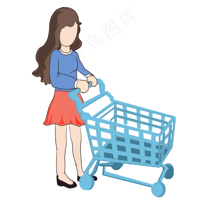 春节购物手推购物车,免抠元素(2000*2000px 72 dpi )psd模版下载