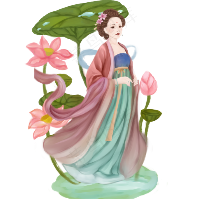 荷花姑娘(2000X2000(DPI:350))psd模版下载