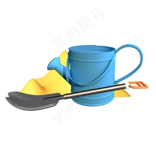 植树工具铁锹水壶,免抠元素