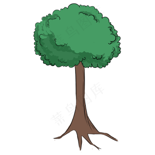 绿色手绘植物大树元素