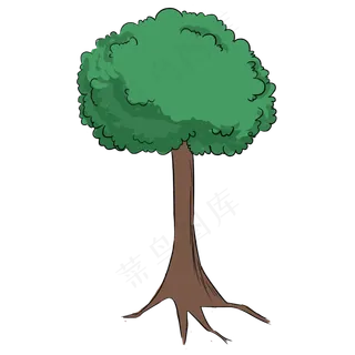 绿色手绘植物大树元素