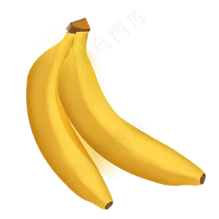两根黄色手绘写实香蕉psd免抠图