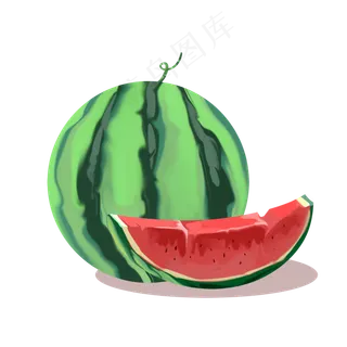 手绘自然夏季水果绿色西瓜免抠p