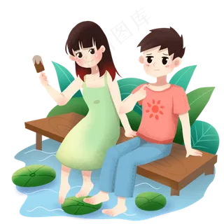 大暑吃雪糕女孩