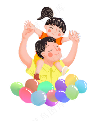 儿童节父亲陪女儿玩耍png素材