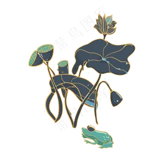 清凉夏天荷叶莲花