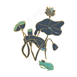 清凉夏天荷叶莲花