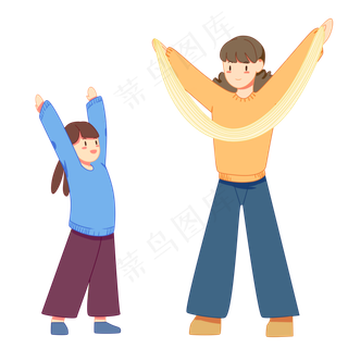 二月二龙抬头女孩和妈妈学做龙须,免抠元素