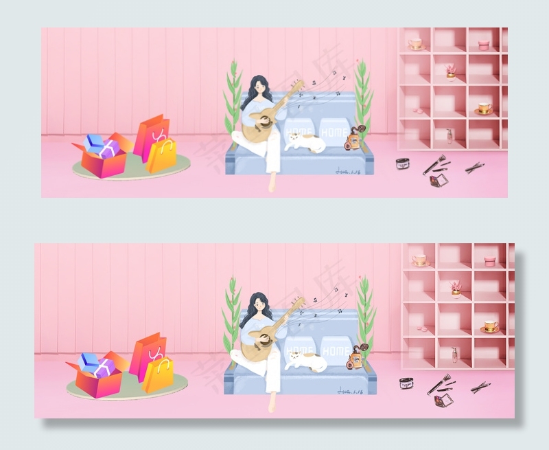 浪漫温馨室内女生节背景