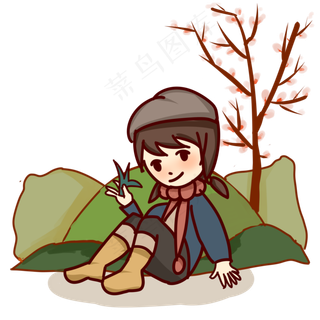 二月二龙抬头春天到树木发芽手绘,免抠元素