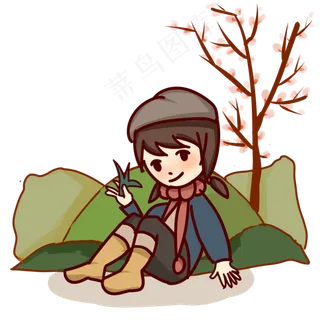 二月二龙抬头春天到树木发芽手绘,免抠元素