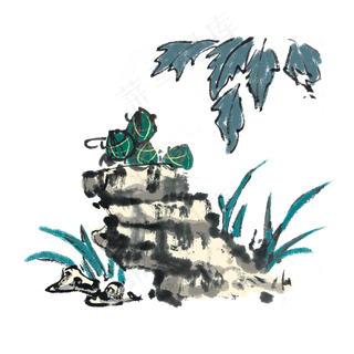 端午节粽子水墨风手绘